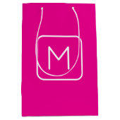 Eenvoudig en modern monogram Initiaal | Roze en wi Medium Cadeauzakje (Voorkant)