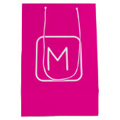 Eenvoudig en modern monogram Initiaal | Roze en wi Medium Cadeauzakje (Achterkant)