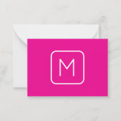 Eenvoudig en modern monogram Initiaal | Roze en wi Notitiekaartje (Voorkant)