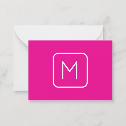 Eenvoudig en modern monogram Initiaal | Roze en wi Notitiekaartje (Voorkant)