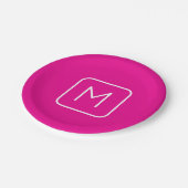 Eenvoudig en modern monogram Initiaal | Roze en wi Papieren Bordje (Gekanteld)