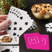 Eenvoudig en modern monogram Initiaal | Roze en wi Pokerkaarten (Insitu)