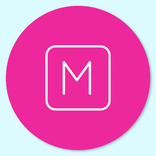 Eenvoudig en modern monogram Initiaal | Roze en wi Ronde Sticker