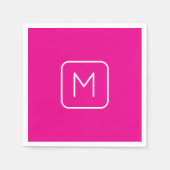 Eenvoudig en modern monogram Initiaal | Roze en wi Servet (Voorkant)