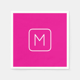 Eenvoudig en modern monogram Initiaal | Roze en wi Servet