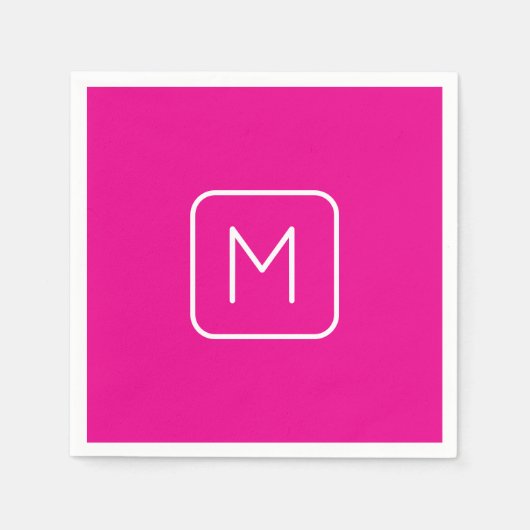 Eenvoudig en modern monogram Initiaal | Roze en wi Servet (Voorkant)