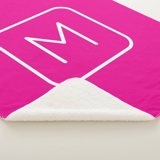 Eenvoudig en modern monogram Initiaal | Roze en wi Sherpa Deken (3/4)
