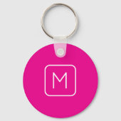 Eenvoudig en modern monogram Initiaal | Roze en wi Sleutelhanger (Voorkant)