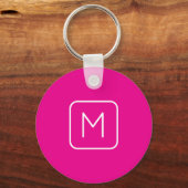 Eenvoudig en modern monogram Initiaal | Roze en wi Sleutelhanger (Achterkant)