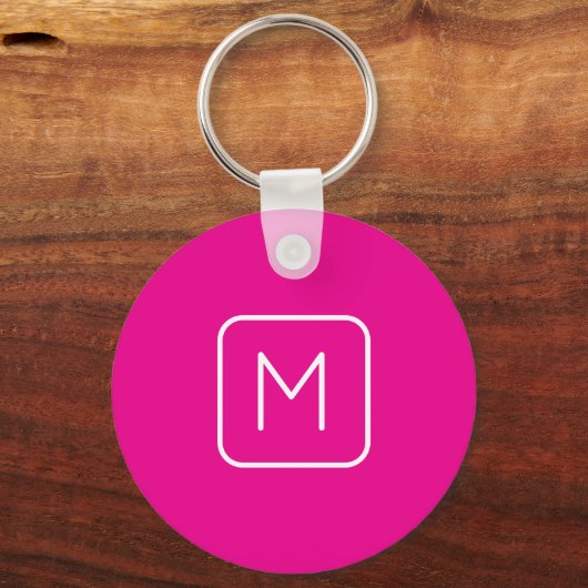 Eenvoudig en modern monogram Initiaal | Roze en wi Sleutelhanger (Achterkant)