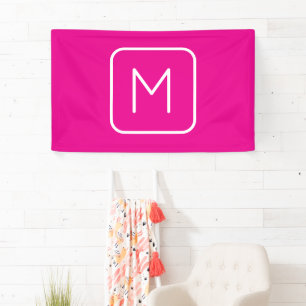 Eenvoudig en modern monogram Initiaal Roze en wi Spandoek
