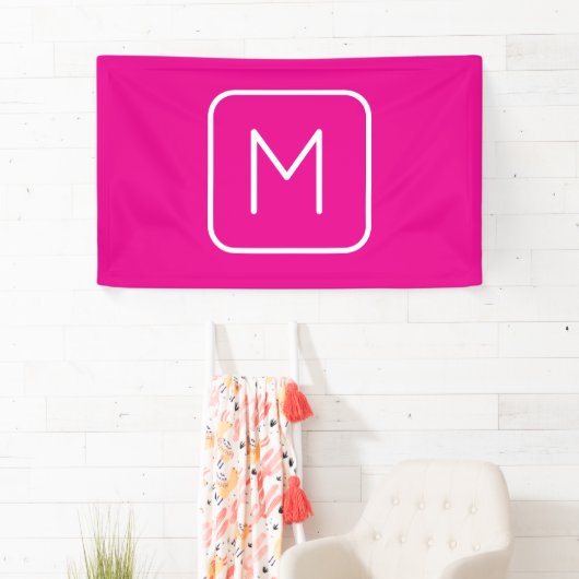 Eenvoudig en modern monogram Initiaal | Roze en wi Spandoek (Insitu)