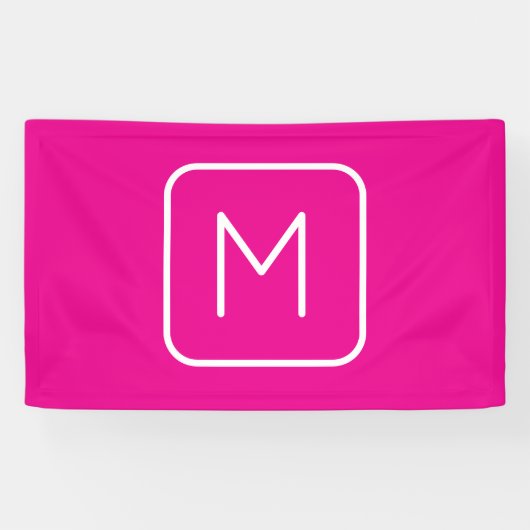 Eenvoudig en modern monogram Initiaal | Roze en wi Spandoek (Horizontaal)