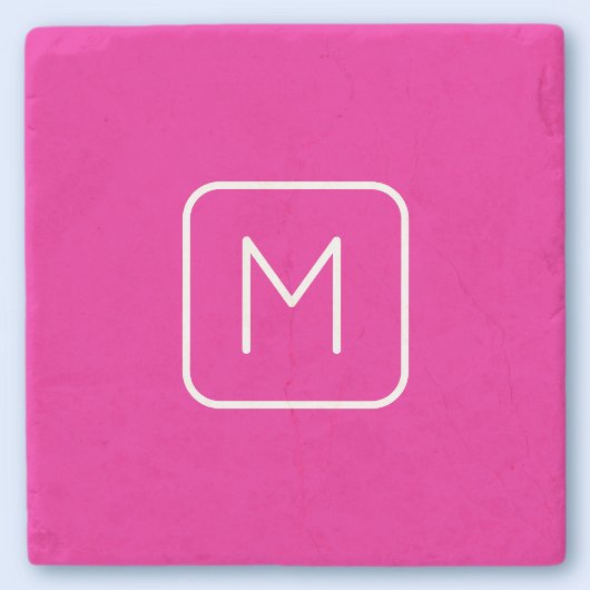 Eenvoudig en modern monogram Initiaal | Roze en wi Stenen Onderzetter