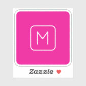 Eenvoudig en modern monogram Initiaal | Roze en wi Sticker (Vel)