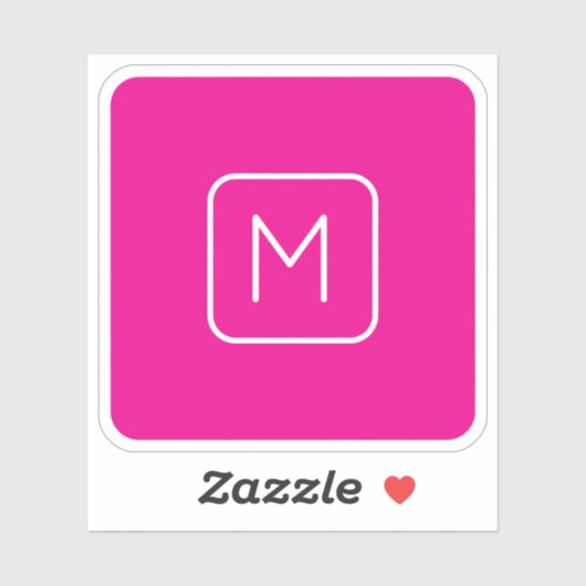 Eenvoudig en modern monogram Initiaal | Roze en wi Sticker (Vel)