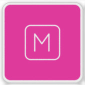 Eenvoudig en modern monogram Initiaal | Roze en wi Sticker (Voorkant)
