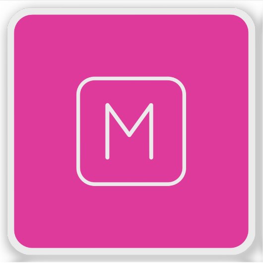 Eenvoudig en modern monogram Initiaal | Roze en wi Sticker (Voorkant)