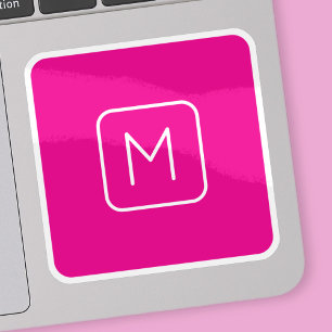 Eenvoudig en modern monogram Initiaal   Roze en wi Sticker