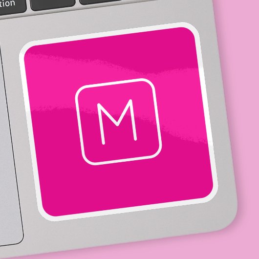 Eenvoudig en modern monogram Initiaal | Roze en wi Sticker