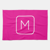 Eenvoudig en modern monogram Initiaal | Roze en wi Theedoek (Horizontaal)
