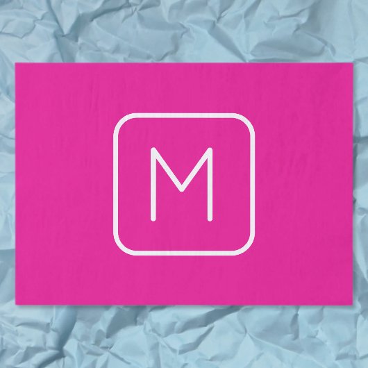 Eenvoudig en modern monogram Initiaal | Roze en wi Tissuepapier