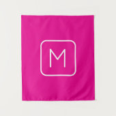 Eenvoudig en modern monogram Initiaal | Roze en wi Wandkleed (Voorkant)