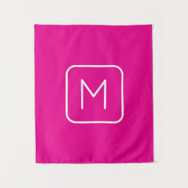 Eenvoudig en modern monogram Initiaal | Roze en wi Wandkleed