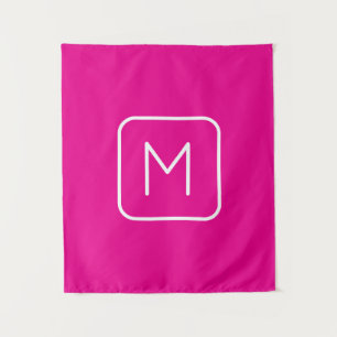Eenvoudig en modern monogram Initiaal   Roze en wi Wandkleed