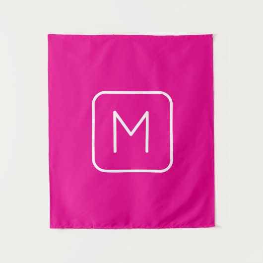 Eenvoudig en modern monogram Initiaal | Roze en wi Wandkleed (Voorkant)