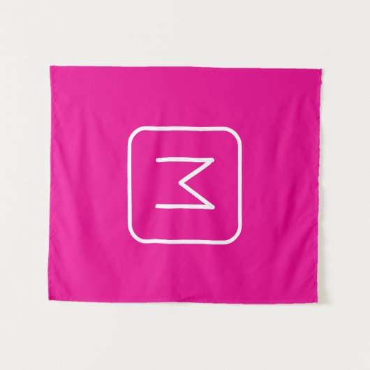 Eenvoudig en modern monogram Initiaal | Roze en wi Wandkleed (Voorkant (horizontaal))
