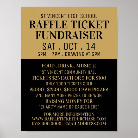 Eenvoudig en modern, Raffle Ticket Fundraiser Even Poster (Voorkant)