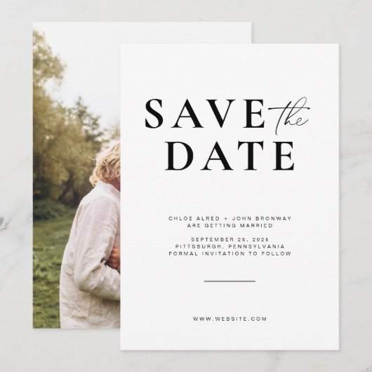 Eenvoudig en Modern sparen de Datum met Foto Kaart (Voorkant / Achterkant)