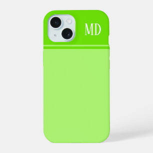 Eenvoudig en mooi limoengroen gestreept monogram iPhone 15 case