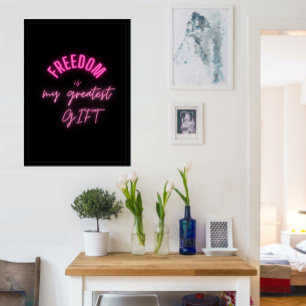 Eenvoudig en Motivatie met neonroze typografie Poster