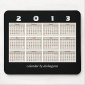 Eenvoudig en netjes kalender 2013 Mousepad Muismat (Voorkant)