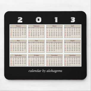 Eenvoudig en netjes kalender 2013 Mousepad Muismat