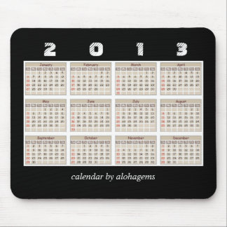 Eenvoudig en netjes kalender 2013 Mousepad Muismat