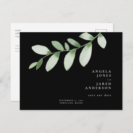 Eenvoudig en olievlek zwart huwelijk Bewaar onze d Briefkaart (Voorkant / Achterkant)