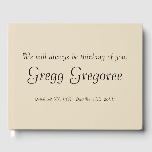 Eenvoudig en respectabel sympathieboek gastenboek (Voorkant)