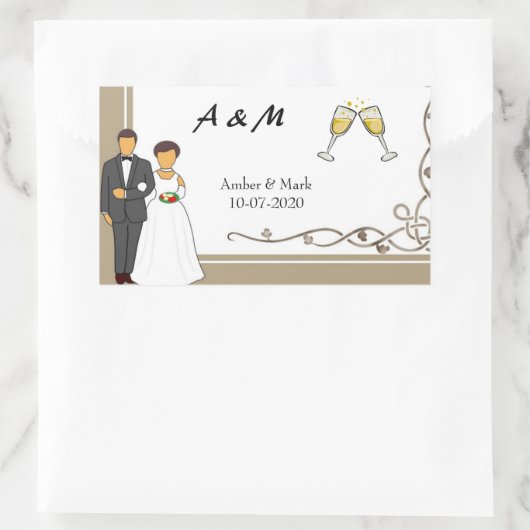 Eenvoudig en Romantisch huwelijk Rechthoekige Sticker (Tas)