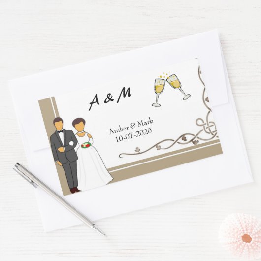 Eenvoudig en Romantisch huwelijk Rechthoekige Sticker (Envelop)