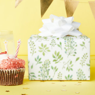 Eenvoudig en schattig groene bladeren waterverf pa cadeaupapier