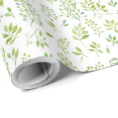 Eenvoudig en schattig groene bladeren waterverf pa cadeaupapier (Rol Hoek)