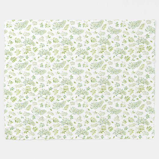 Eenvoudig en schattig groene bladeren waterverf pa fleece deken (Voorkant (Horizontaal))