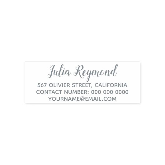 eenvoudig en schoon adresgegevens grijs (optioneel  zelfinktende stempel (Design)