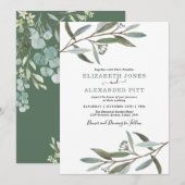 Eenvoudig en schoon Eucalyptus Greenery Wedding Kaart (Voorkant / Achterkant)