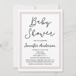 Eenvoudig en schoon Roze Wit Zwart Baby shower Kaart