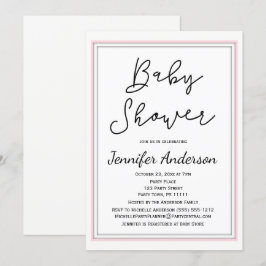 Eenvoudig en schoon Roze Wit Zwart Baby shower Kaart