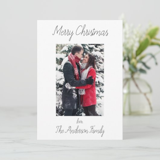 Eenvoudig en schoon script feestdagenkaart (Staand voorkant)